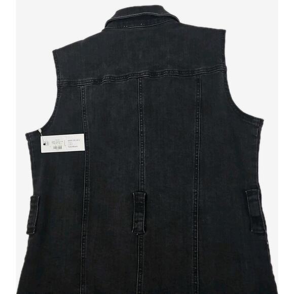 TRIBAL JEANS ~Woman Size SPetite~ Black Denim Jean Jacket Vest Stretch NWT $144. - Picture 12 of 14